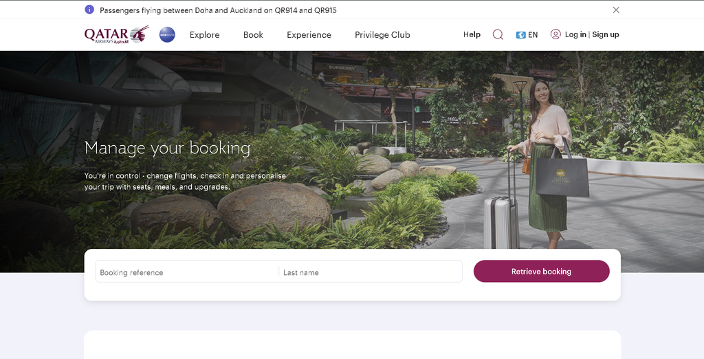 qatar airways manage booking page